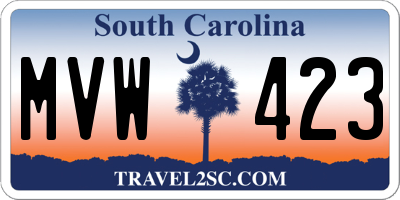 SC license plate MVW423