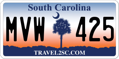 SC license plate MVW425