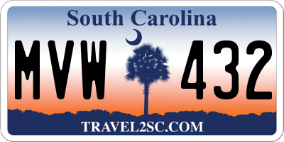 SC license plate MVW432