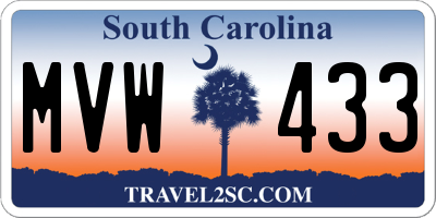 SC license plate MVW433