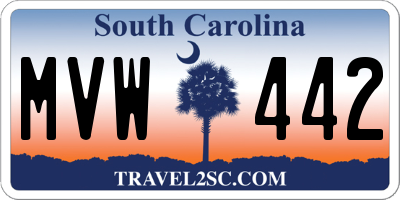 SC license plate MVW442