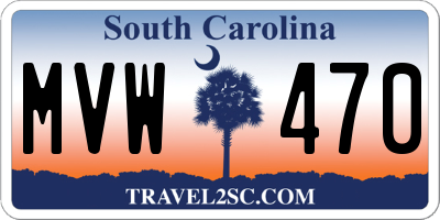 SC license plate MVW470