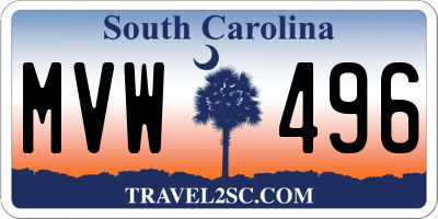 SC license plate MVW496