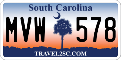 SC license plate MVW578