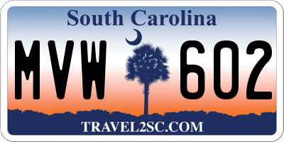 SC license plate MVW602