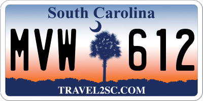 SC license plate MVW612