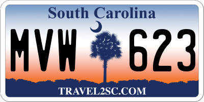 SC license plate MVW623