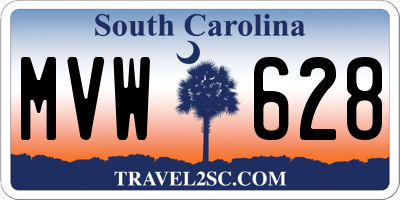 SC license plate MVW628
