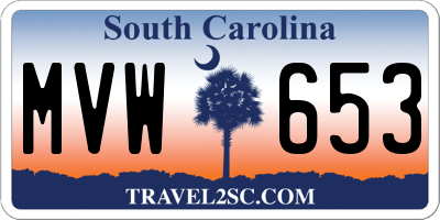 SC license plate MVW653