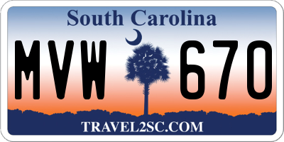 SC license plate MVW670