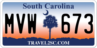 SC license plate MVW673