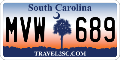SC license plate MVW689