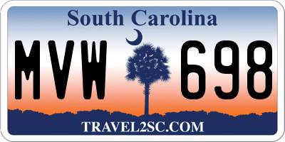 SC license plate MVW698