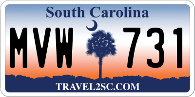 SC license plate MVW731