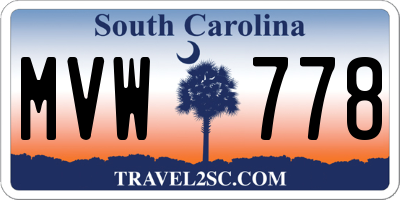 SC license plate MVW778