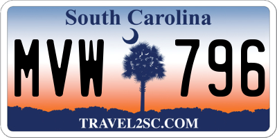 SC license plate MVW796