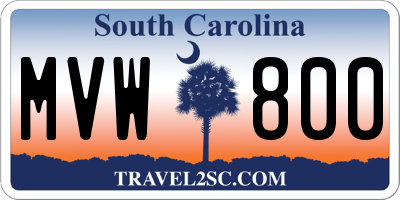 SC license plate MVW800