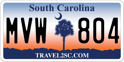SC license plate MVW804