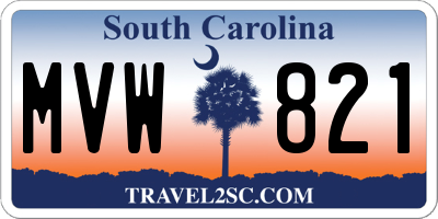 SC license plate MVW821