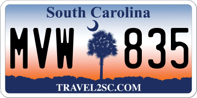 SC license plate MVW835