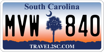 SC license plate MVW840