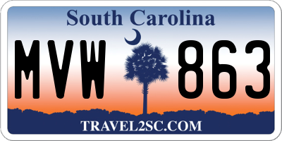 SC license plate MVW863