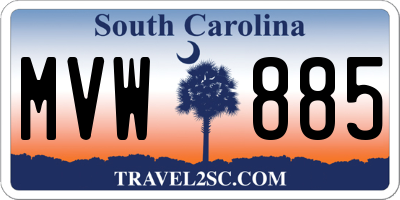 SC license plate MVW885