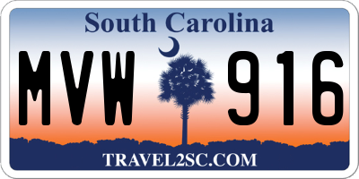 SC license plate MVW916