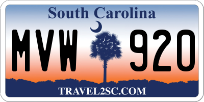 SC license plate MVW920