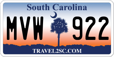 SC license plate MVW922