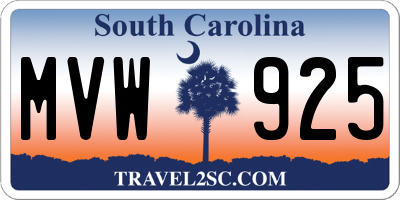 SC license plate MVW925