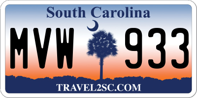 SC license plate MVW933