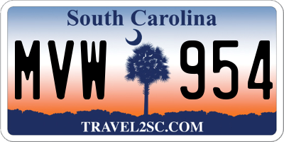 SC license plate MVW954