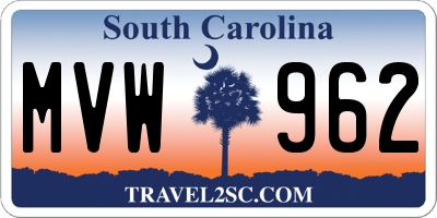 SC license plate MVW962