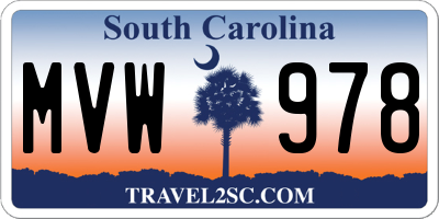 SC license plate MVW978