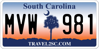 SC license plate MVW981
