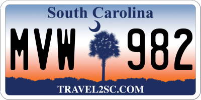 SC license plate MVW982