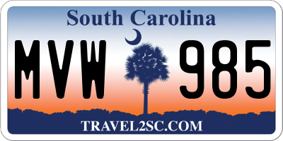 SC license plate MVW985