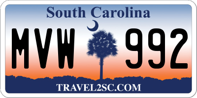 SC license plate MVW992