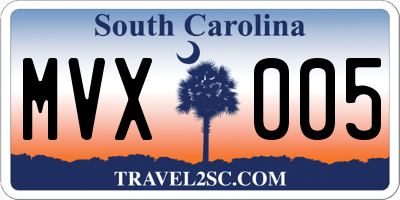 SC license plate MVX005