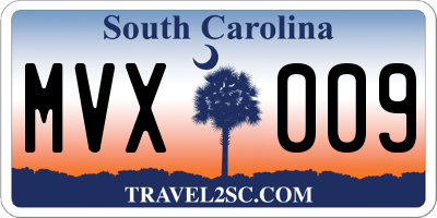 SC license plate MVX009
