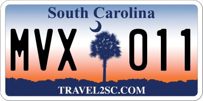 SC license plate MVX011