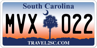 SC license plate MVX022