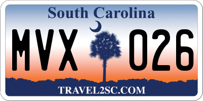 SC license plate MVX026