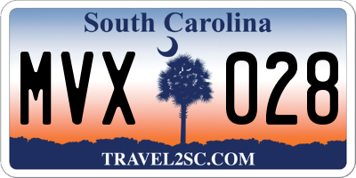 SC license plate MVX028