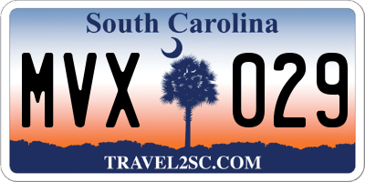 SC license plate MVX029