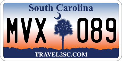SC license plate MVX089