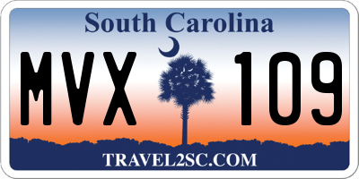 SC license plate MVX109