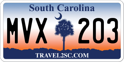 SC license plate MVX203