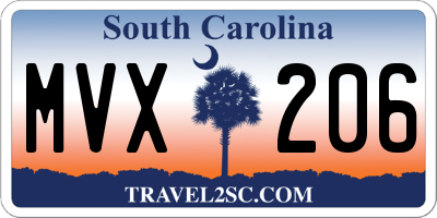 SC license plate MVX206